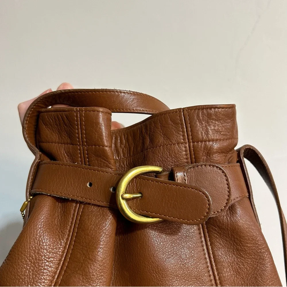 Vintage Coach 4156 Toffee Brown Leather Soho Belted Bucket Buckle Pouch Bag - Picture 7 of 16